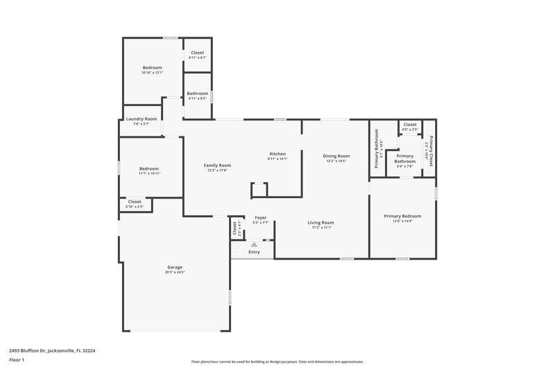 2,125/Mo, 2493 Bluffton Dr Jacksonville, FL 32224 Floor Plan View