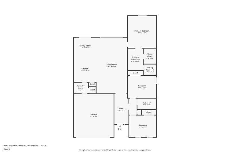 1,710/Mo, 5120 Magnolia Valley Dr Jacksonville, FL 32210 Floor Plan View