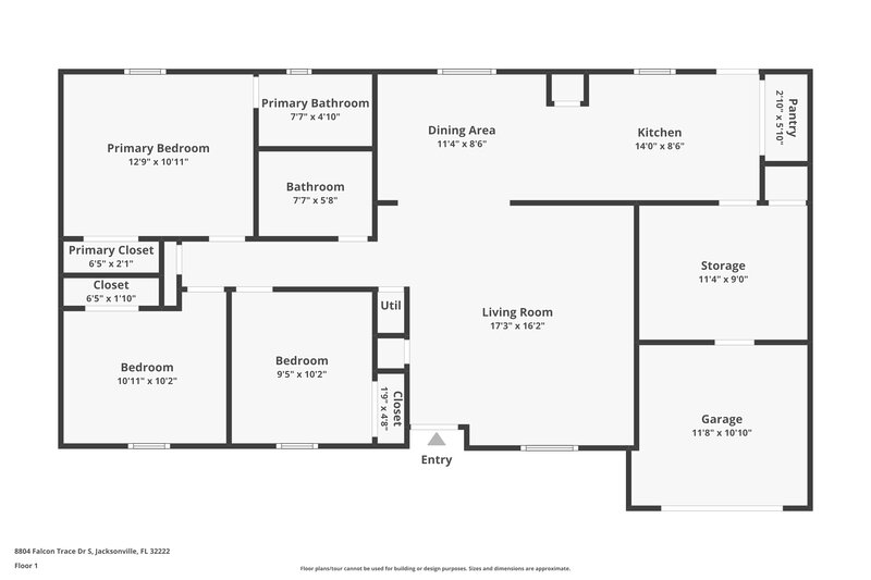 1,545/Mo, 8804 Falcon Trace Dr S Jacksonville, FL 32222 Floor Plan View