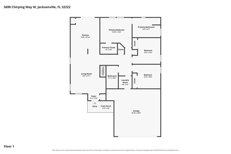 1,890/Mo, 5690 Chirping Way W Jacksonville, FL 32222 Floor Plan View