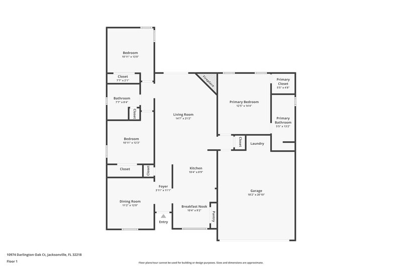 1,680/Mo, 10974 Darlington Oak Ct Jacksonville, FL 32218 Floor Plan View