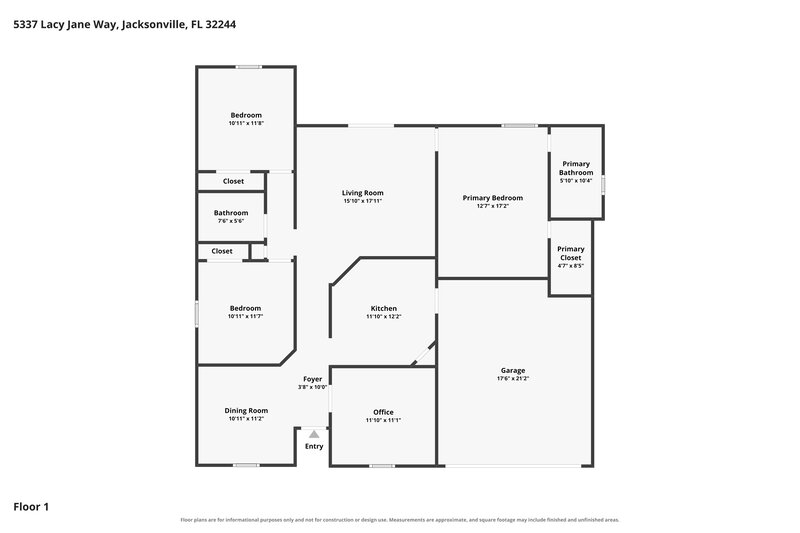 1,890/Mo, 5337 Lacy Jane Way Jacksonville, FL 32244 Floor Plan View