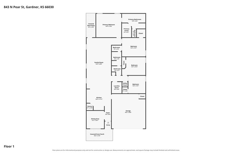 2,450/Mo, 843 N Pear St Gardner, KS 66030 Floor Plan View