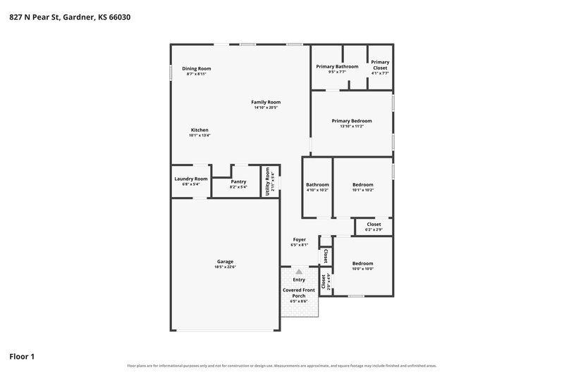 2,300/Mo, 827 N Pear St Gardner, KS 66030 Floor Plan View