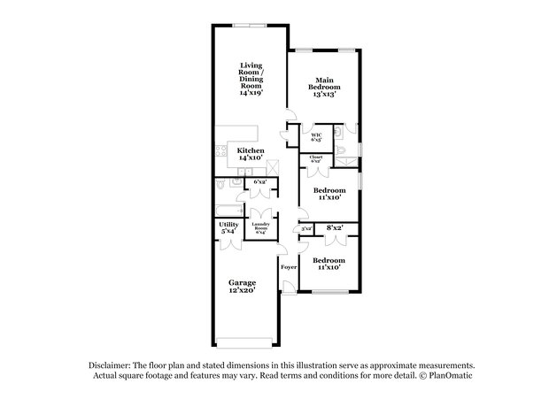 1,425/Mo, 7432 Maybrook Dr Belton, MO 64012 Floor Plan View