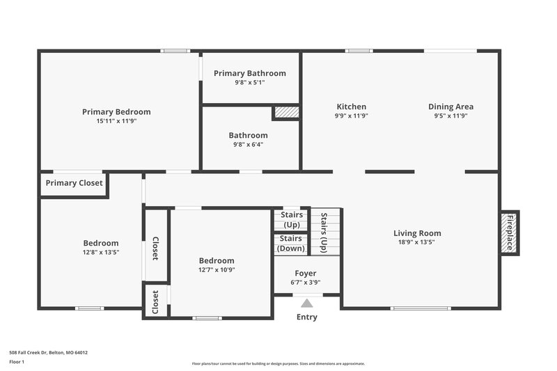 1,975/Mo, 508 Fall Creek Drive Belton, MO 64012 Floor Plan View 2