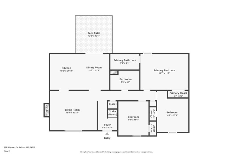 1,850/Mo, 507 Hibiscus Dr Belton, MO 64012 Floorplan View
