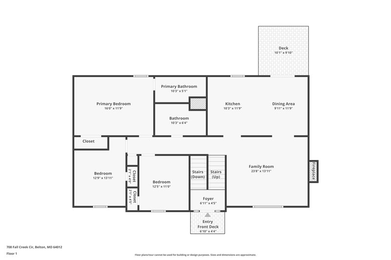 2,045/Mo, 708 Fall Creek Drive Belton, MO 64012 Floorplan View
