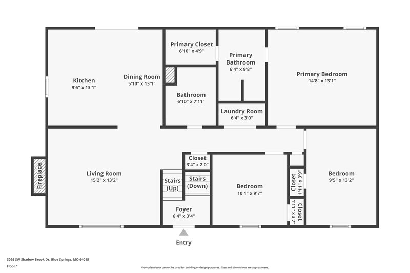 1,740/Mo, 3026 SW Shadow Brook Dr Blue Springs, MO 64015 Floor Plan View