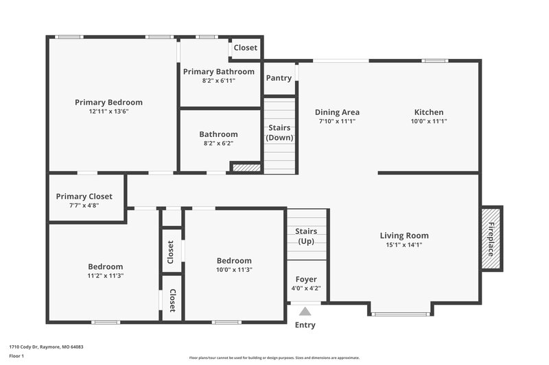 1,965/Mo, 1710 Cody Dr Raymore, MO 64083 Floor Plan View