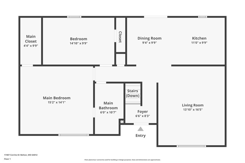 1,800/Mo, 17407 Cerrito Dr Belton, MO 64012 Floor Plan View