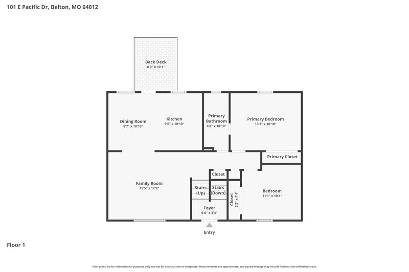 1,760/Mo, 101 E Pacific Dr Belton, MO 64012 Floor Plan View 2