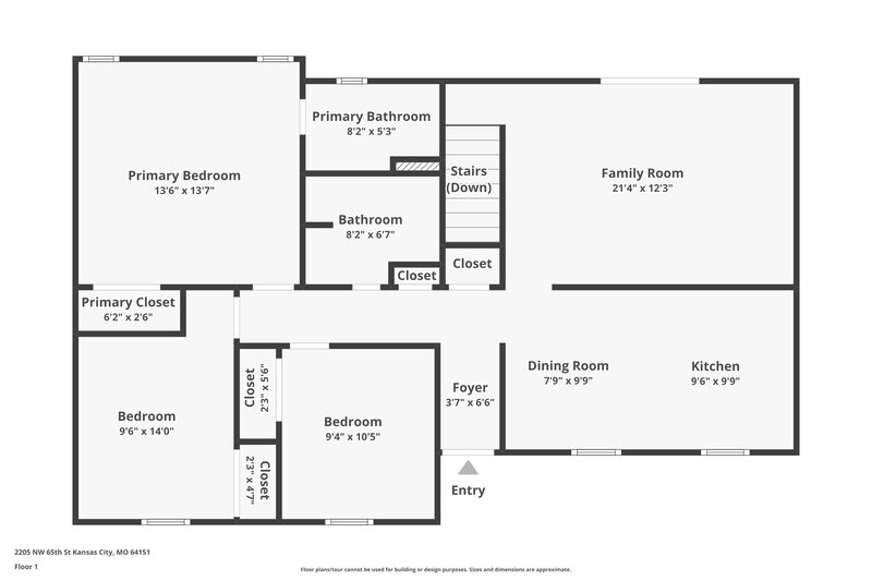 1,745/Mo, 2205 NW 65th St Kansas City, MO 64151 Floor Plan View