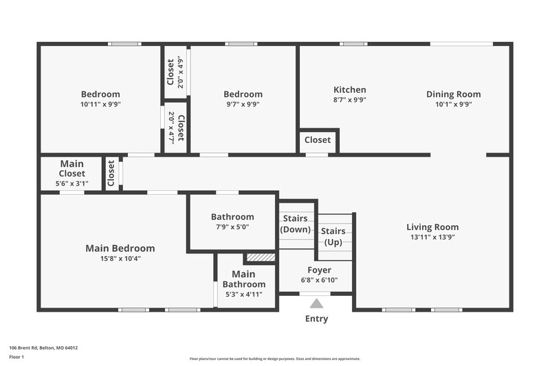 1,715/Mo, 106 Brent Rd Belton, MO 64012 Floor Plan View 2