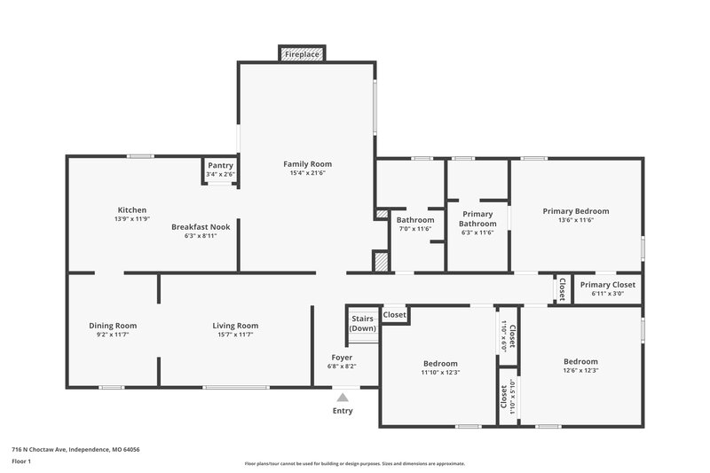 1,825/Mo, 716 N Choctaw Ave Independence, MO 64056 Floor Plan View
