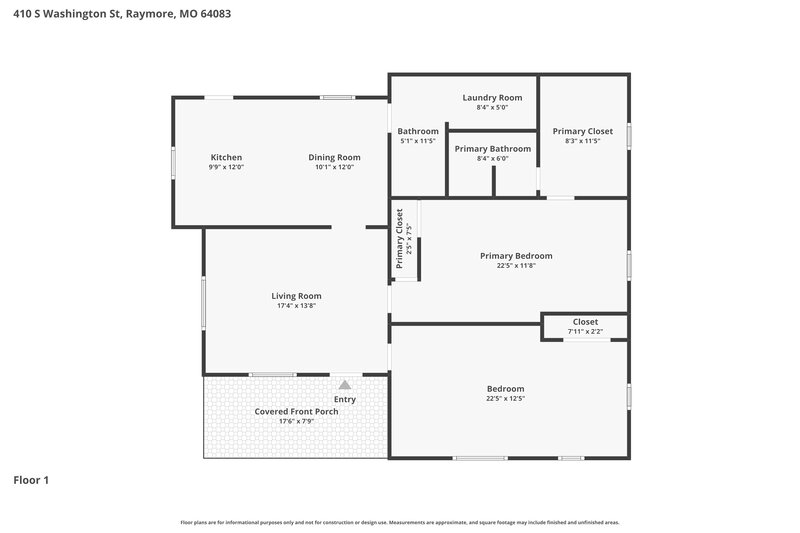 1,565/Mo, 410 S Washington St Raymore, MO 64083 Floor Plan View