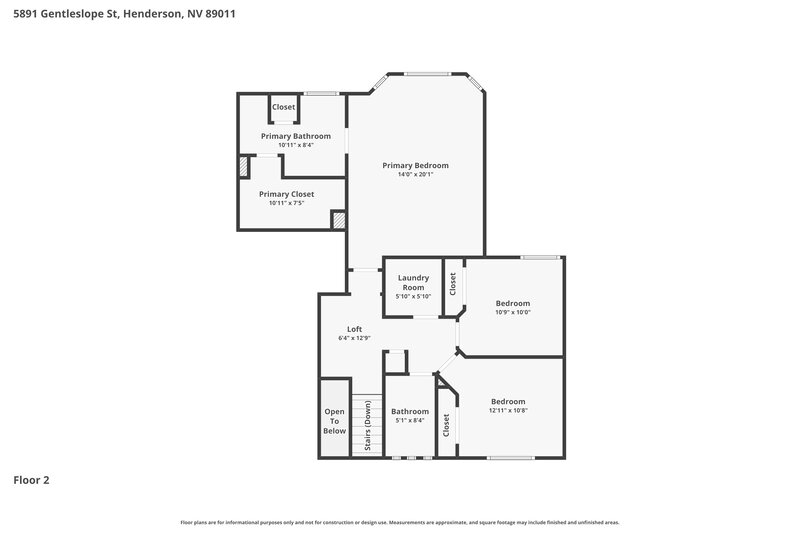 1,975/Mo, 5891 Gentleslope St Henderson, NV 89011 Floor Plan View 2