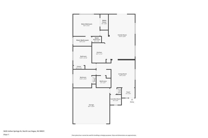 1,910/Mo, 5635 Indian Springs St North Las Vegas, NV 89031 Floor Plan View