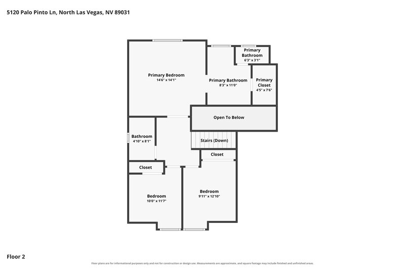 2,185/Mo, 5120 Palo Pinto Ln North Las Vegas, NV 89031 Floor Plan View