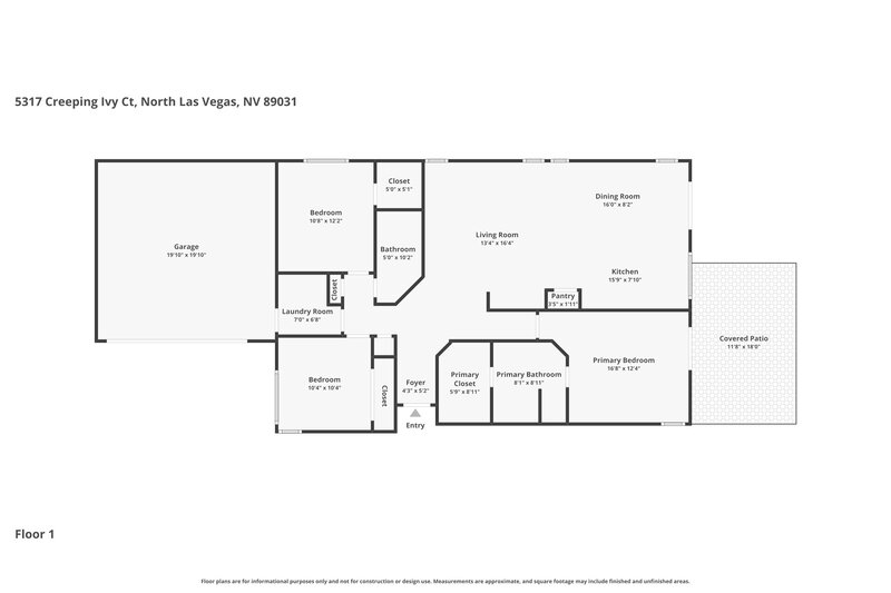2,035/Mo, 5317 Creeping Ivy Ct North Las Vegas, NV 89031 Floor Plan View