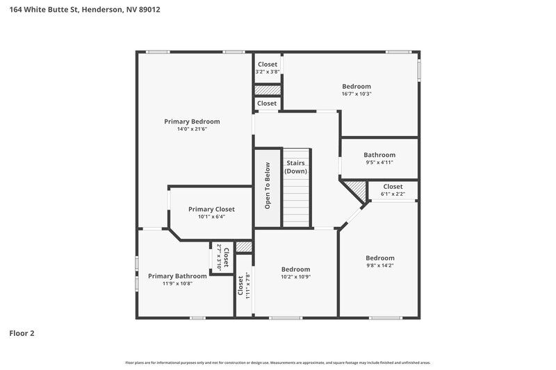 2,545/Mo, 164 White Butte St Henderson, NV 89012 Floor Plan View 2
