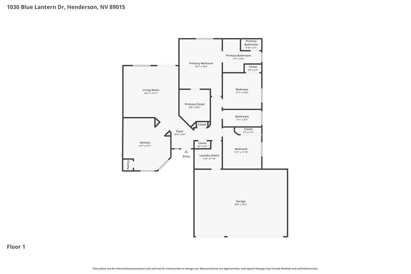 2,050/Mo, 1030 Blue Lantern Dr Henderson, NV 89015 Floor Plan View