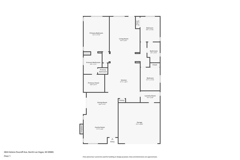 1,910/Mo, 3824 Helens Pouroff Ave North Las Vegas, NV 89085 Floor Plan View