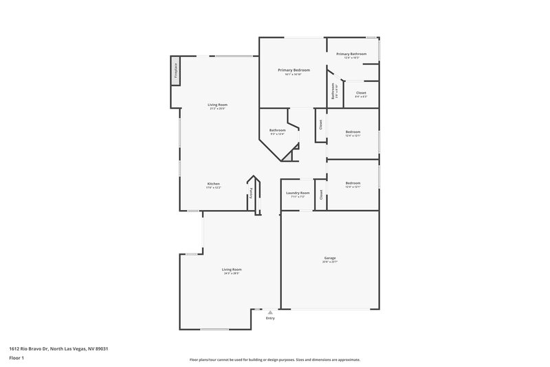 1,970/Mo, 1612 Rio Bravo Dr North Las Vegas, NV 89031 Floor Plan View