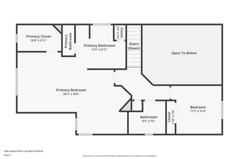 2,030/Mo, 7648 Lookout Hill St Las Vegas, NV 89149 Floor Plan View 2