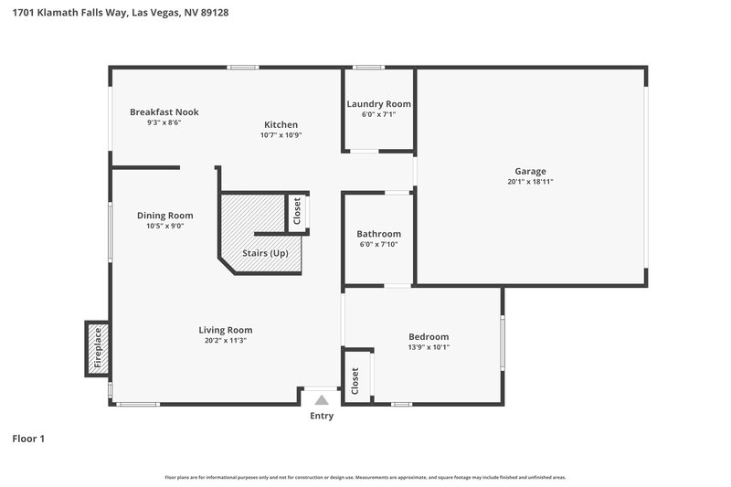 2,195/Mo, 1701 Klamath Falls Way Las Vegas, NV 89128 Floor Plan View
