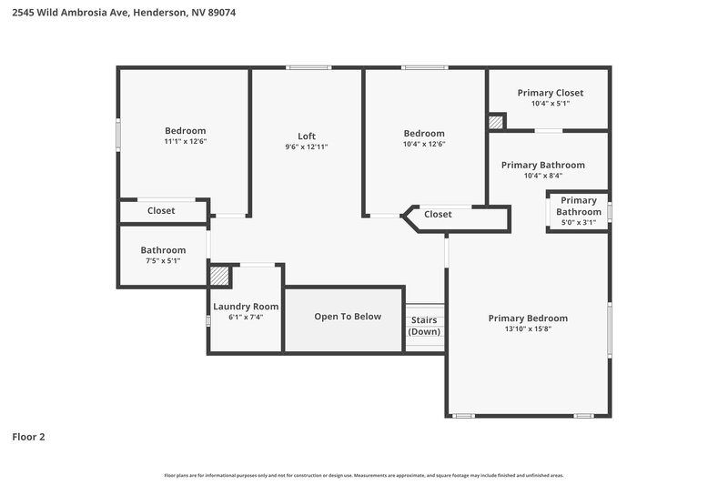 2,400/Mo, 2545 Wild Ambrosia Ave Henderson, NV 89074 Floor Plan View