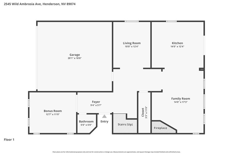 2,400/Mo, 2545 Wild Ambrosia Ave Henderson, NV 89074 Floor Plan View 2