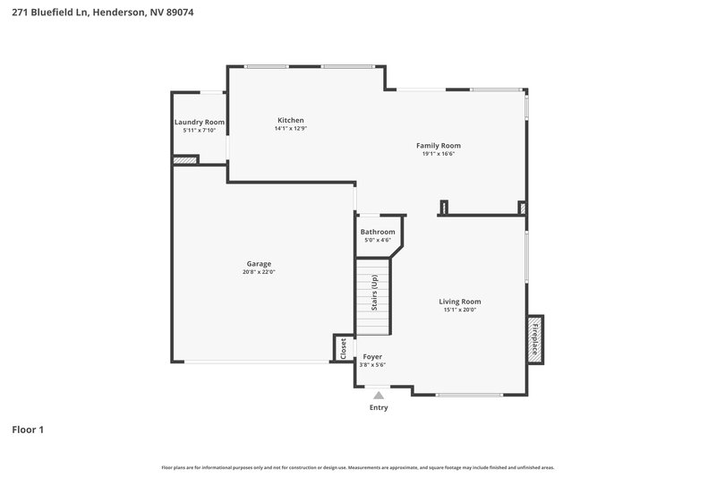 2,175/Mo, 271 Bluefield Ln Henderson, NV 89074 Floor Plan View