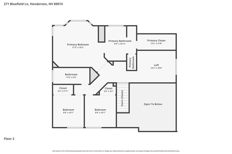 2,175/Mo, 271 Bluefield Ln Henderson, NV 89074 Floor Plan View 2