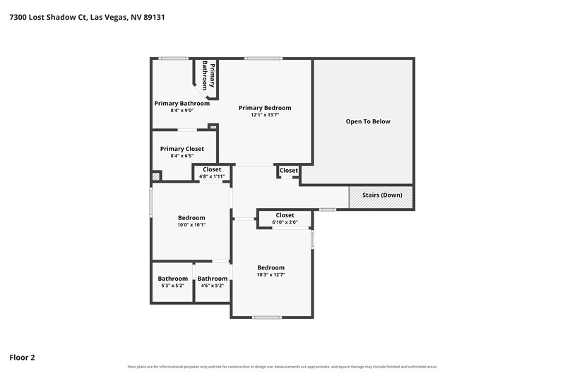1,920/Mo, 7300 Lost Shadow Ct Las Vegas, NV 89131 Floor Plan View 2