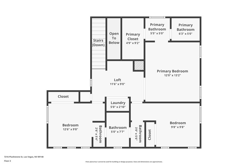 1,950/Mo, 7216 Plushstone St Las Vegas, NV 89148 Floor Plan View 2