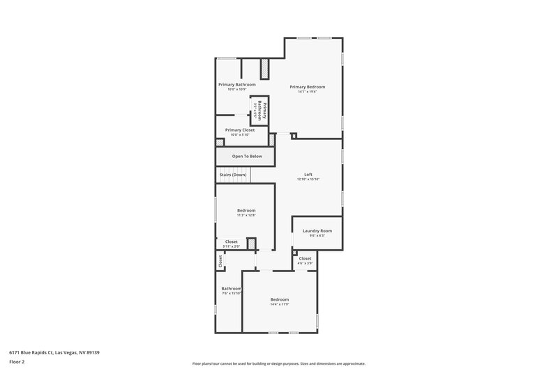 2,330/Mo, 6171 Blue Rapids Ct Las Vegas, NV 89139 Floor Plan View 2