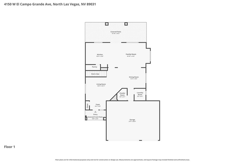 2,625/Mo, 4150 W El Campo Grande Ave North Las Vegas, NV 89031 Floor Plan View