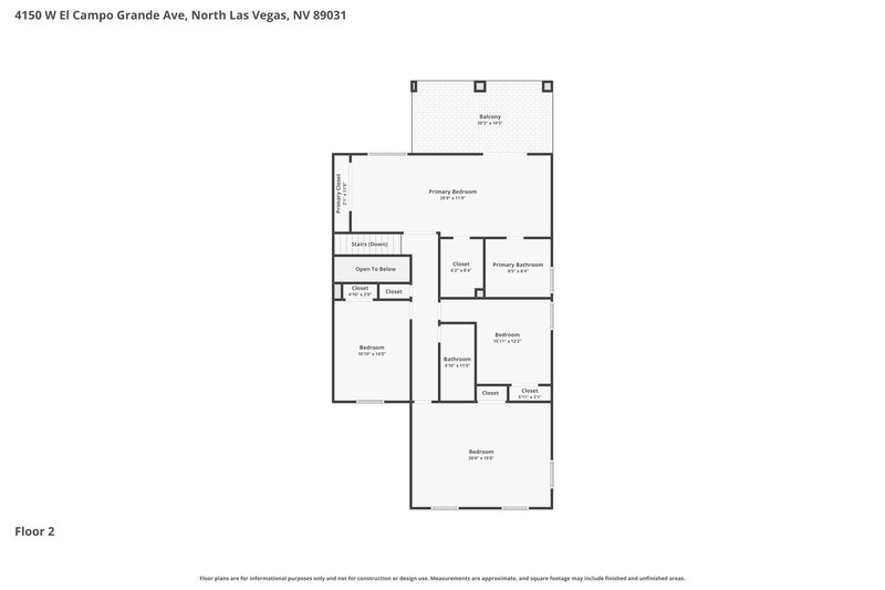2,625/Mo, 4150 W El Campo Grande Ave North Las Vegas, NV 89031 Floor Plan View 2
