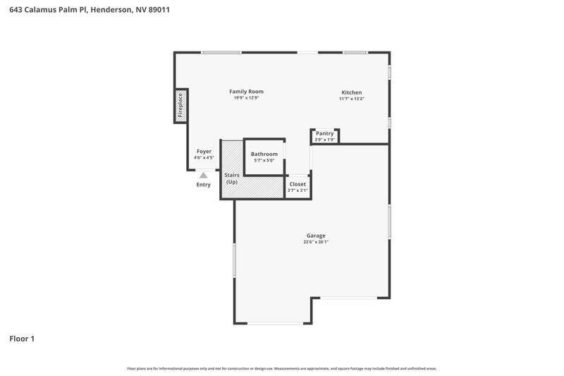 1,925/Mo, 643 Calamus Palm Pl Henderson, NV 89011 Floor Plan View