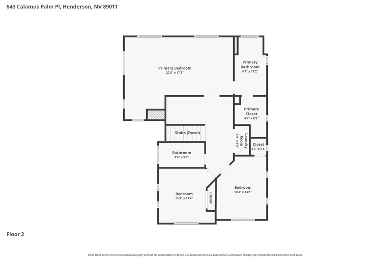 1,925/Mo, 643 Calamus Palm Pl Henderson, NV 89011 Floor Plan View 2