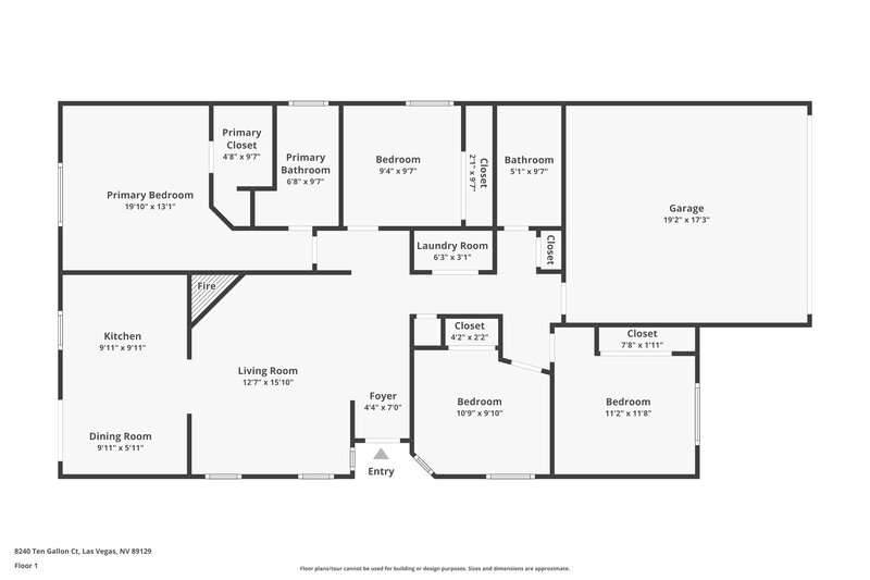 2,060/Mo, 8240 Ten Gallon Ct Las Vegas, NV 89129 Floor Plan View