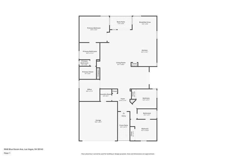 2,250/Mo, 9048 Blue Raven Ave Las Vegas, NV 89143 Floor Plan View