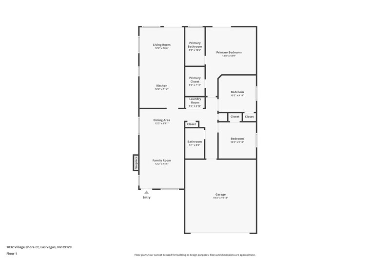 1,920/Mo, 7032 Village Shore Court Las Vegas, NV 89129 Floor Plan View