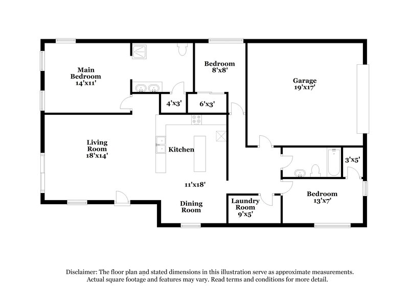 2,000/Mo, 6604 Frances Celia Ave Las Vegas, NV 89122 Floor Plan View