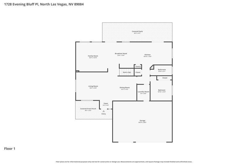 2,880/Mo, 1728 Evening Bluff Pl North Las Vegas, NV 89084 Floor Plan View