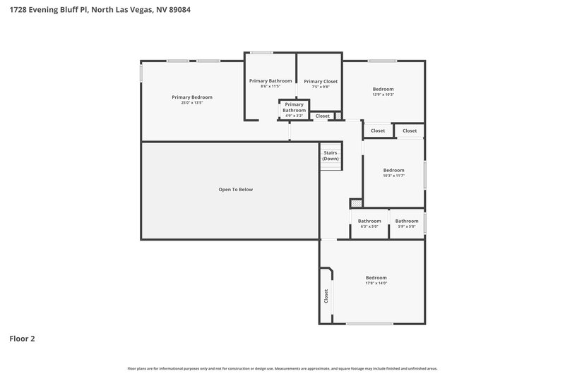 2,880/Mo, 1728 Evening Bluff Pl North Las Vegas, NV 89084 Floor Plan View 2