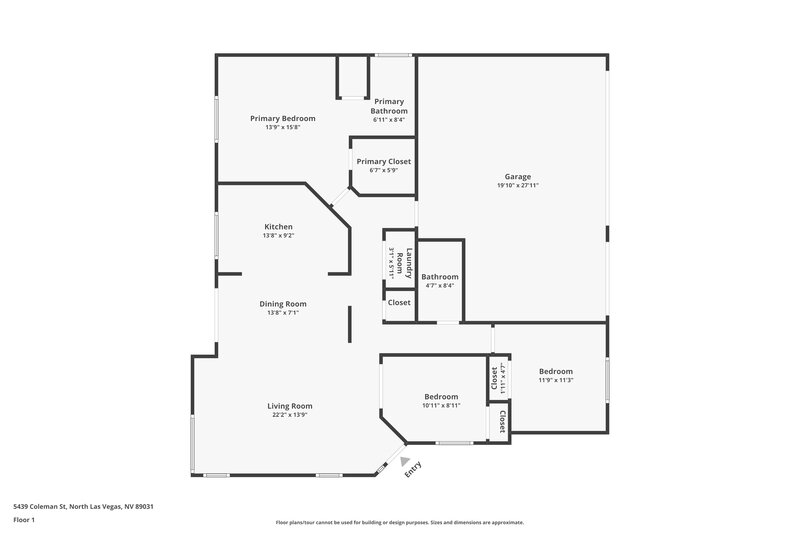 1,790/Mo, 5439 Coleman St North Las Vegas, NV 89031 Floor Plan View