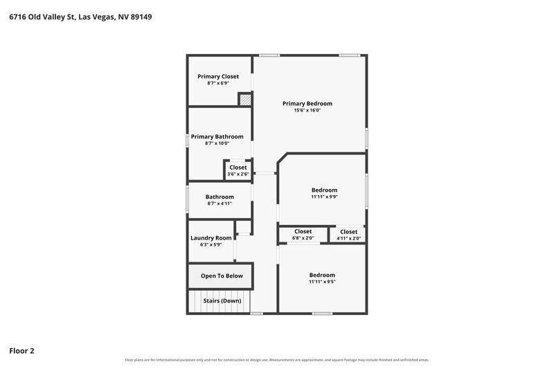 2,125/Mo, 6716 Old Valley St Las Vegas, NV 89149 Floor Plan View 2