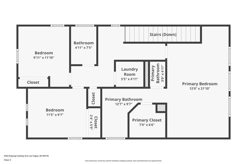 2,180/Mo, 9352 Roping Cowboy Ave Las Vegas, NV 89178 Floor Plan View 3